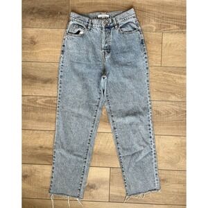 Pacsun‎ Jeans Blue Button Fly High Rise Straight Raw Hem size 26